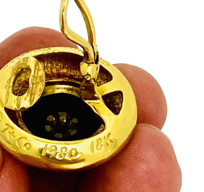 Paloma Picasso  Vintage Earrings 18k Gold Onyx Diamond