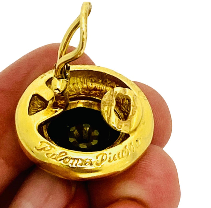 Paloma Picasso  Vintage Earrings 18k Gold Onyx Diamond