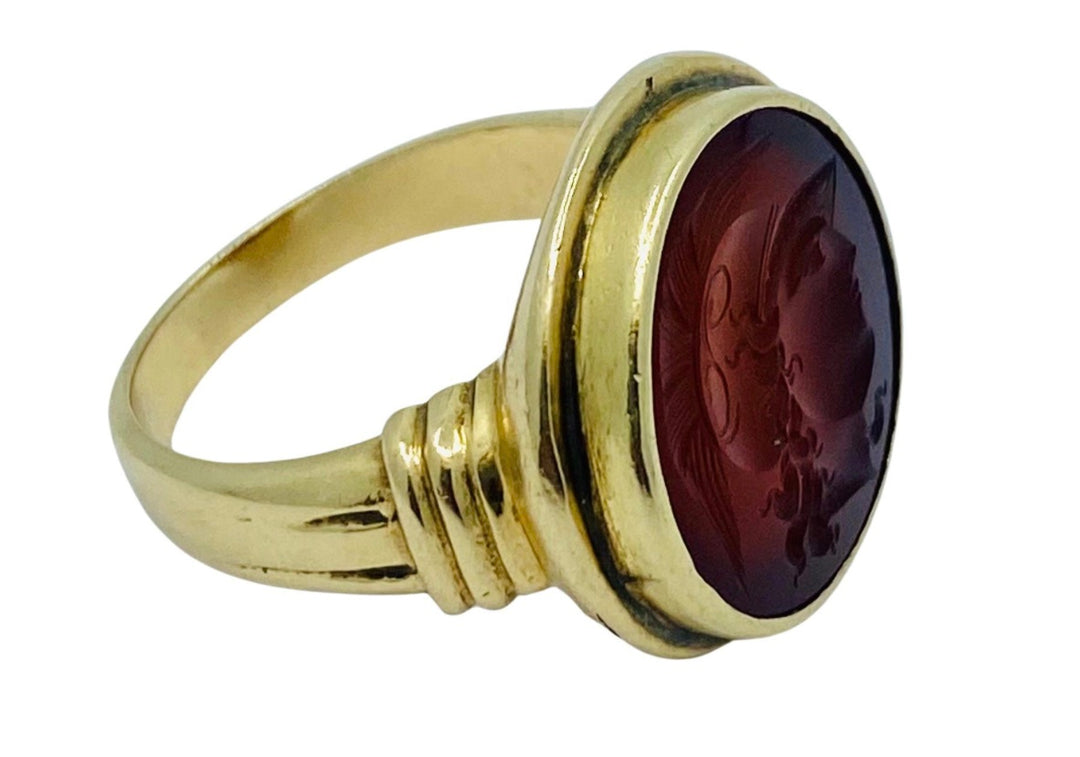 Antique Carnelian Intaglio 14k Gold Signet Ring
