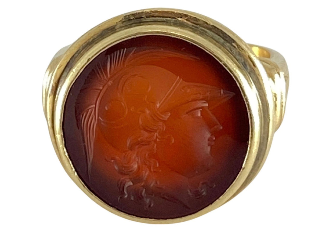 Antique Carnelian Intaglio 14k Gold Signet Ring