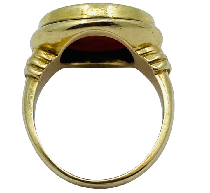 Antique Carnelian Intaglio 14k Gold Signet Ring