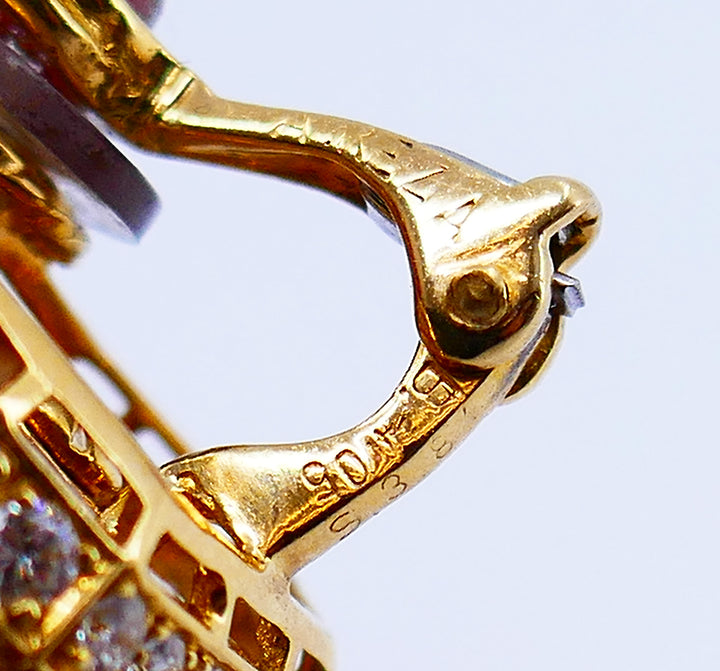 Areza Vintage French Earrings 18k Gold Sapphire Diamond