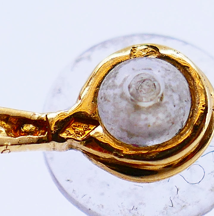 Areza Vintage French Earrings 18k Gold Sapphire Diamond