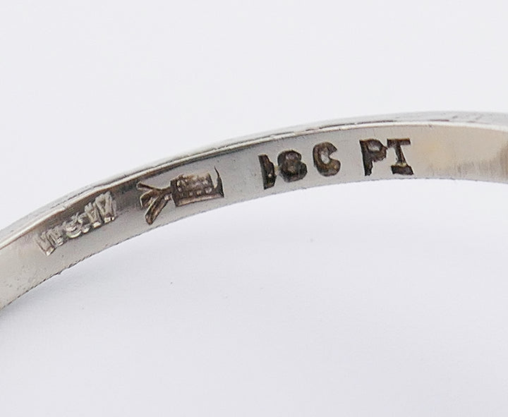 Art Deco Style Vintage Ring Platinum Gems Estate Jewelry