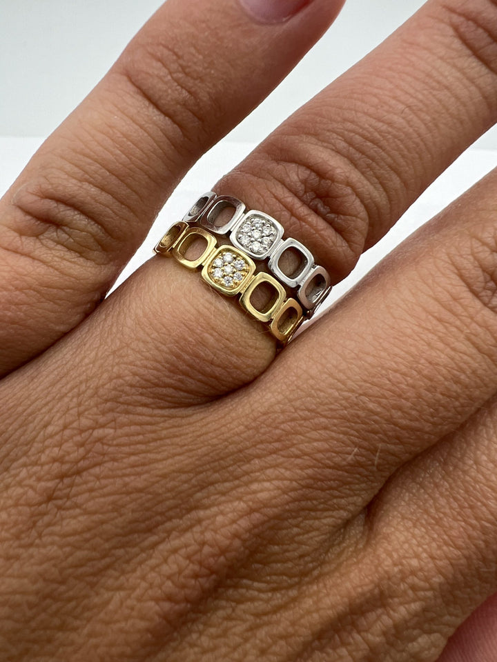 Dinh Van Rings, Pair of Bands Gold Diamond, 18k