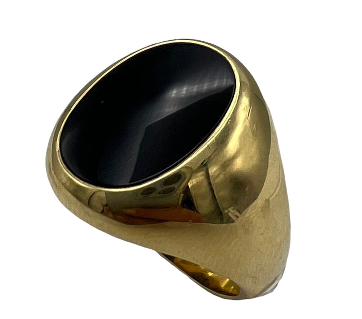 Tiffany & Co. Onyx Gold Signet Ring 18k, 1950-1960's