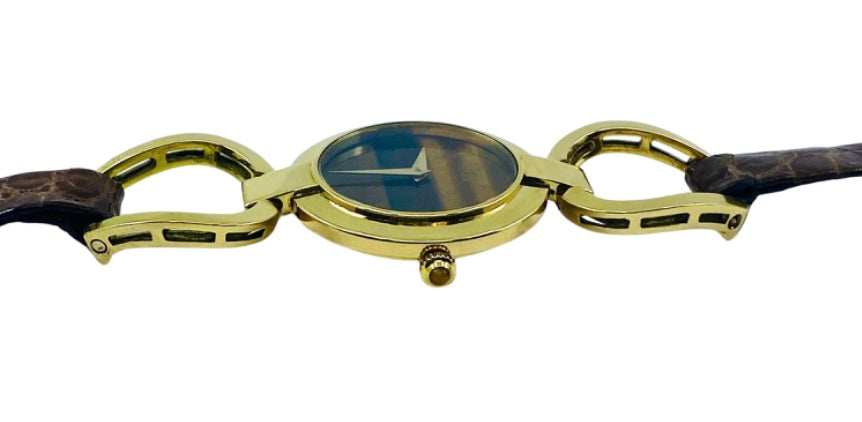 Chopard Watch Gold Tiger's Eye Vintage 18k Gold