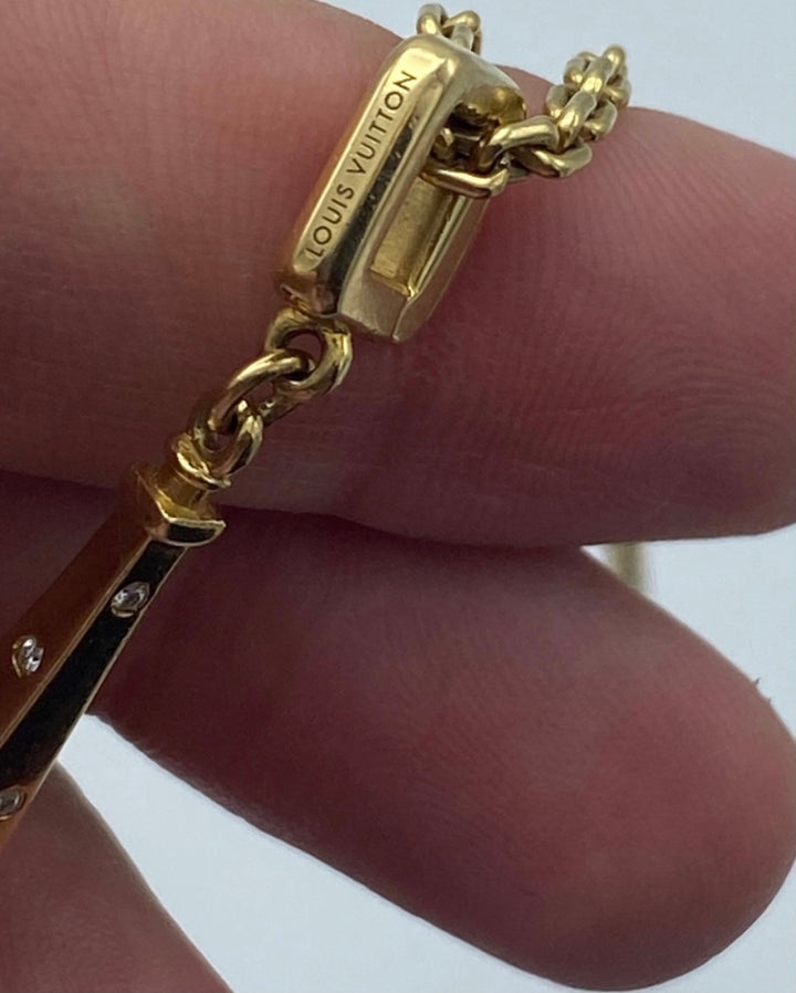 1990's Louis Vuitton Yellow Gold and Diamond Eiffel Tower Chain Necklace