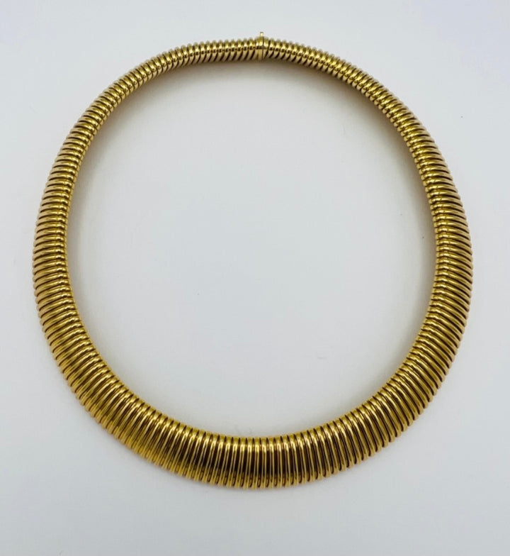 Vintage Carlo Weingrill Yellow Gold Tubogas Necklace