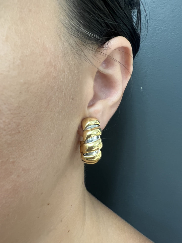 Bulgari Tubogas Gold Steel Earrings