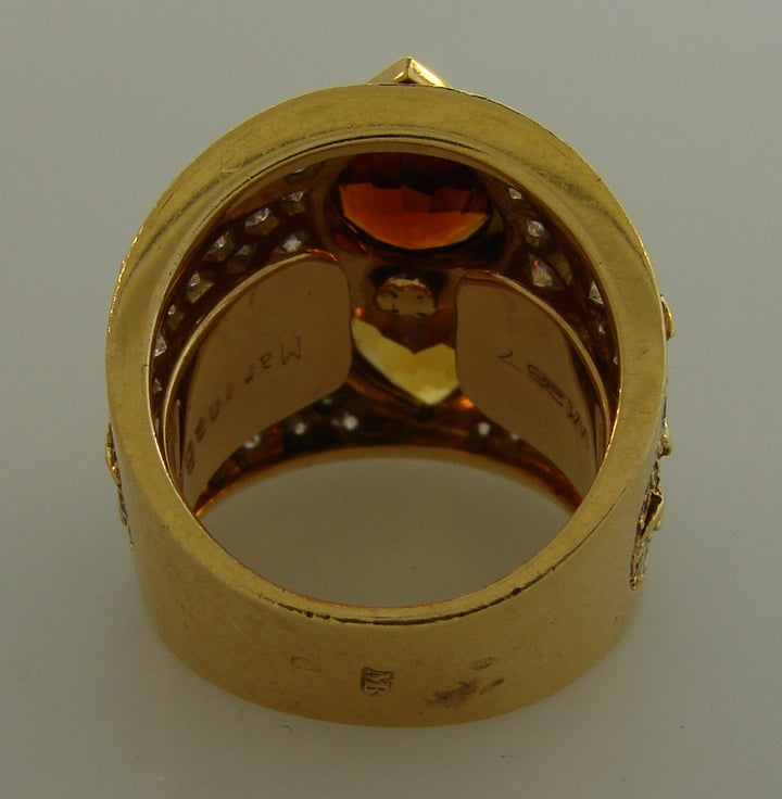 Marina B Ring Vintage 18k Gold Diamond Topaz Citrine