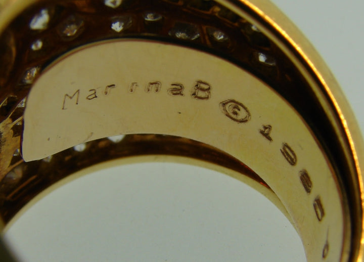 Marina B Ring Vintage 18k Gold Diamond Topaz Citrine