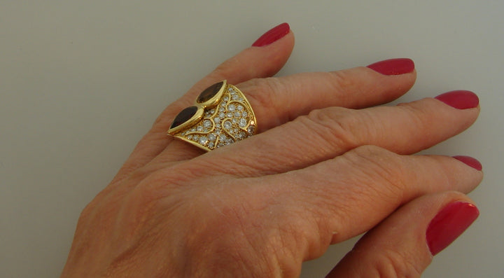 Marina B Ring Vintage 18k Gold Diamond Topaz Citrine