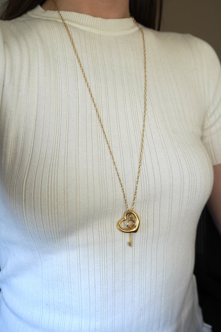 Tiffany & Co. Elsa Peretti Open Heart Key Pendant Necklace