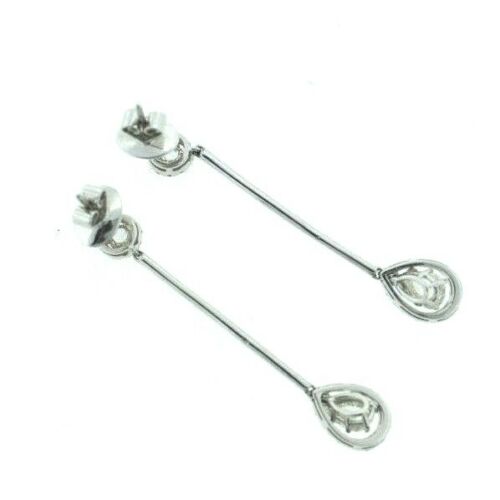 18K White Gold Diamond Dangle Earrings