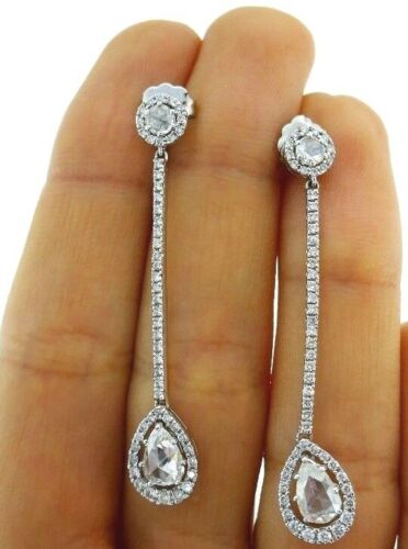 18K White Gold Diamond Dangle Earrings