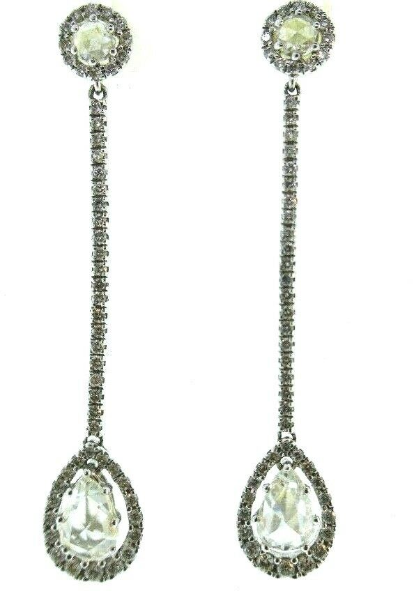 18K White Gold Diamond Dangle Earrings