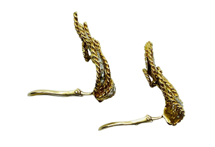 Diamond Earrings Vintage 18k Two-Tone Gold