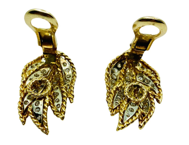 Diamond Earrings Vintage 18k Two-Tone Gold