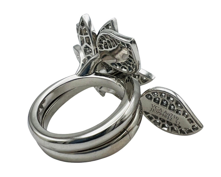 Van Cleef and Arpels White Gold and Diamond Lotus Cocktail Ring