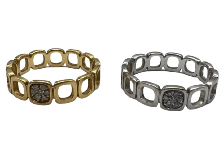Dinh Van Rings, Pair of Bands Gold Diamond, 18k