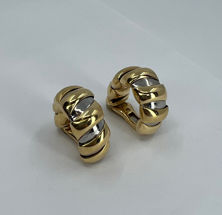 Bulgari Tubogas Gold Steel Earrings
