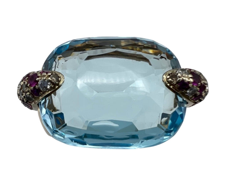Pomellato Pin Up Ring Rose Gold, Blue Topaz Cocktail Ring, 18k