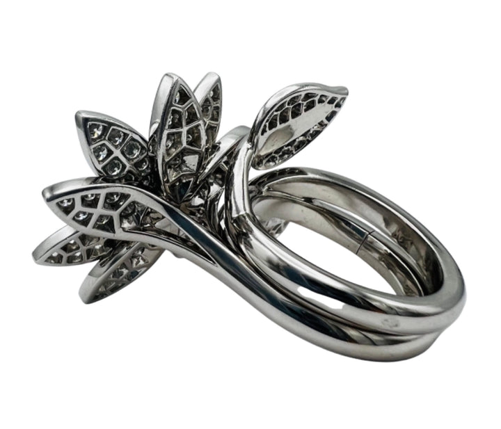 Van Cleef and Arpels White Gold and Diamond Lotus Cocktail Ring
