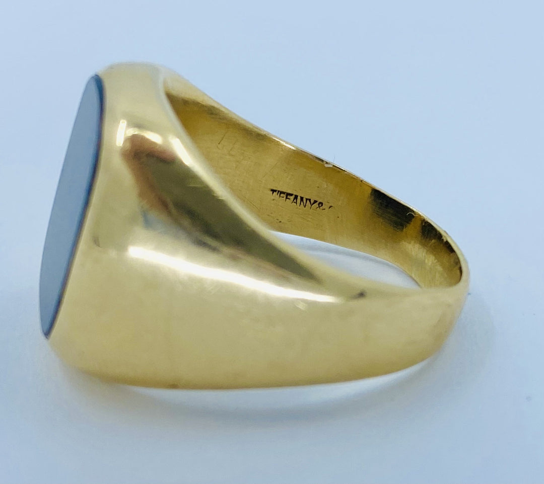 Tiffany & Co. 14k Gold Signet Ring Bloodstone