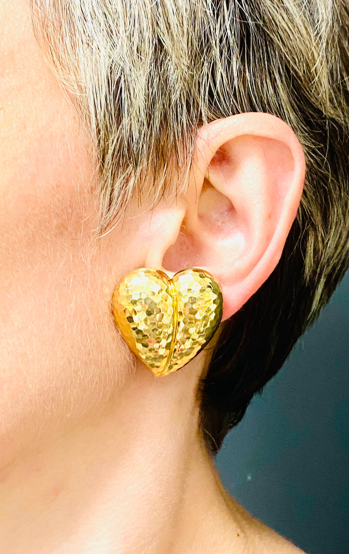 Andrew Clunn Heart Earrings Gold