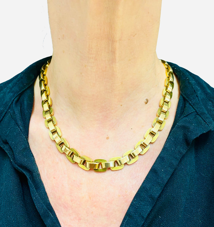 14k Gold Two-Tone Chain Necklace 1940s