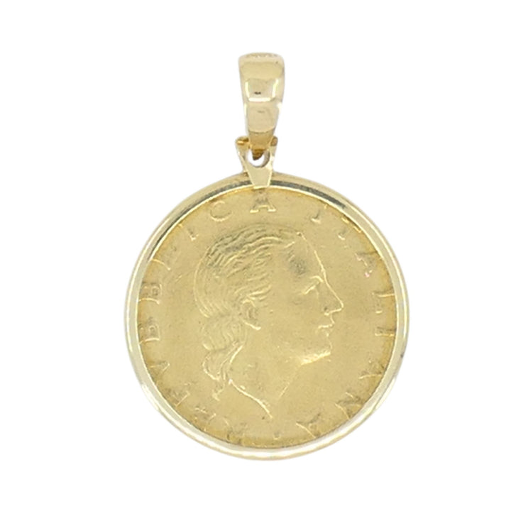 Italian 14k Gold Lire Coin Pendant
