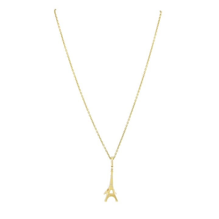 Louis Vuitton 18k Gold Diamond Eiffel Tower French Pendant Necklace