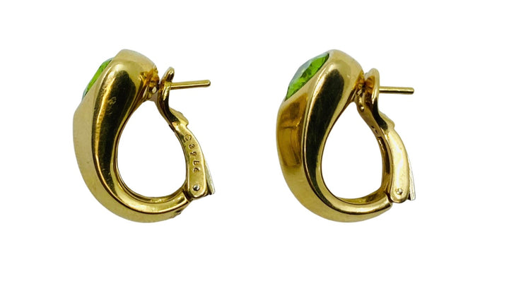 Marina B Vintage Earrings 18k Gold Green Peridot