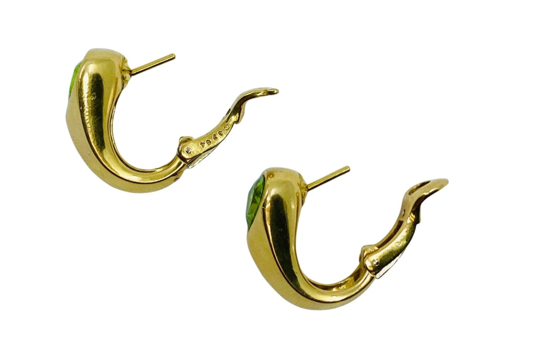 Marina B Vintage Earrings 18k Gold Green Peridot