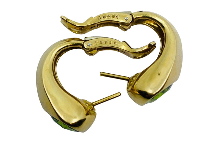 Marina B Vintage Earrings 18k Gold Green Peridot