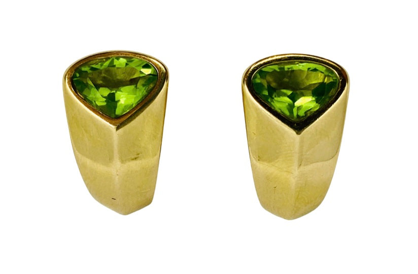 Marina B Vintage Earrings 18k Gold Green Peridot