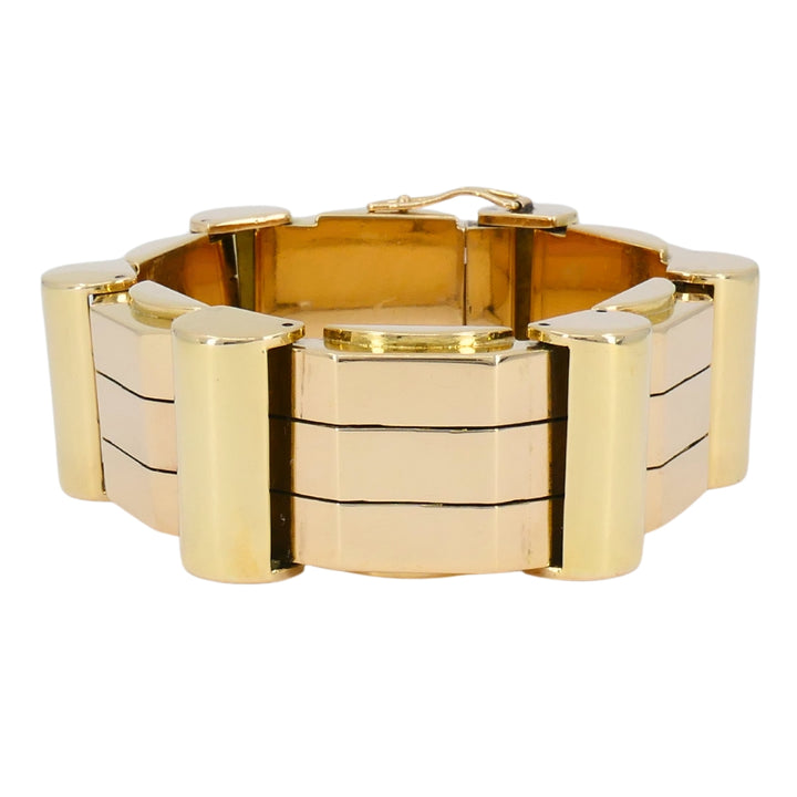 Retro French Tank Bracelet 18k Rose Yellow Gold
