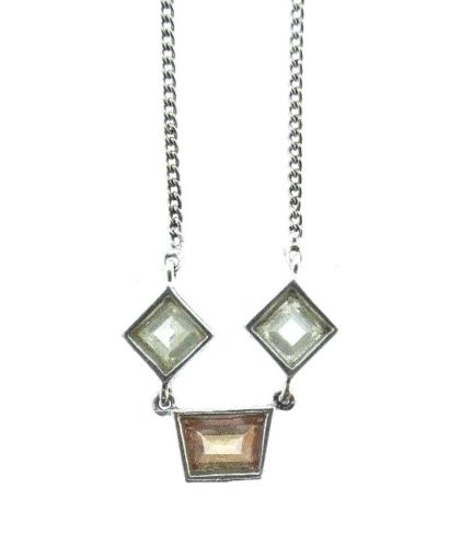 14K White Gold Chain Necklace with Diamonds Pendant