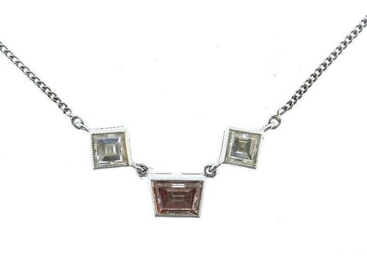 14K White Gold Chain Necklace with Diamonds Pendant