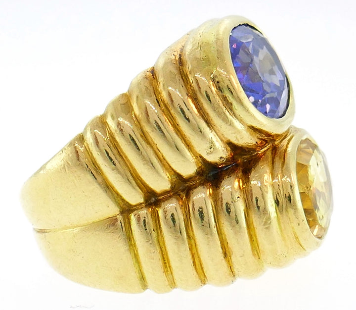 Bulgari Sapphire Yellow Gold Doppio Ring