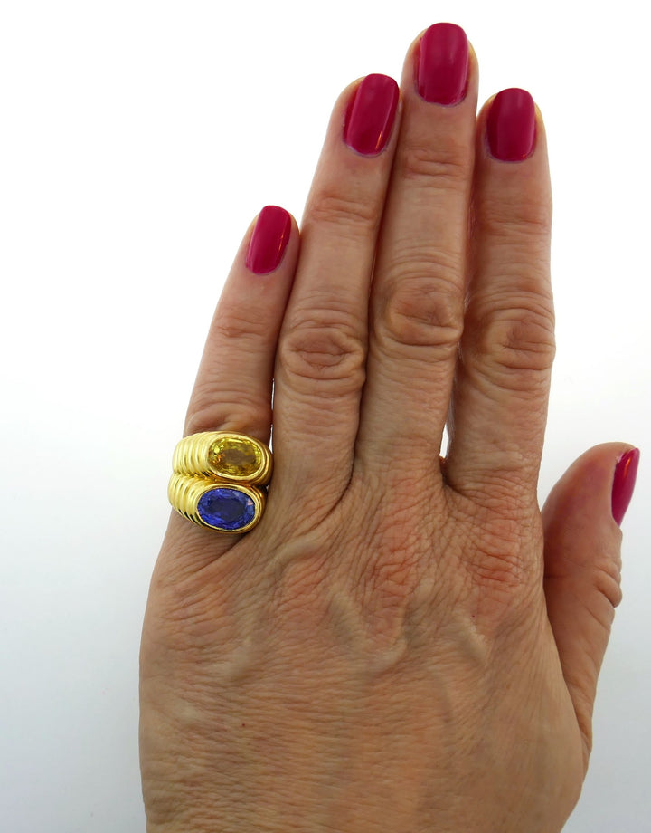 Bulgari Sapphire Yellow Gold Doppio Ring