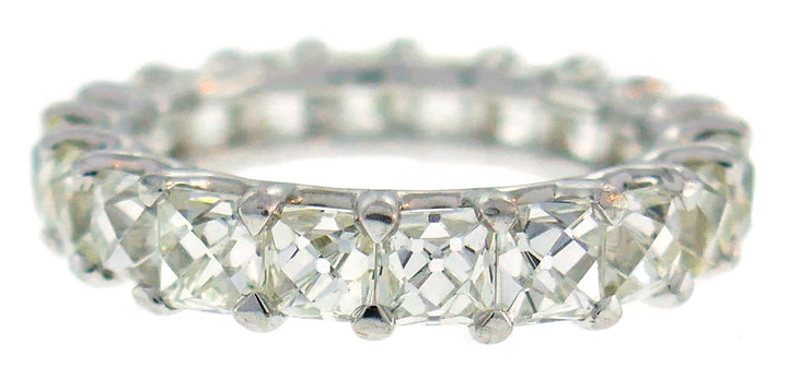French Cut Diamond Platinum Eternity Band Ring 6.07cts Size 6-6.25