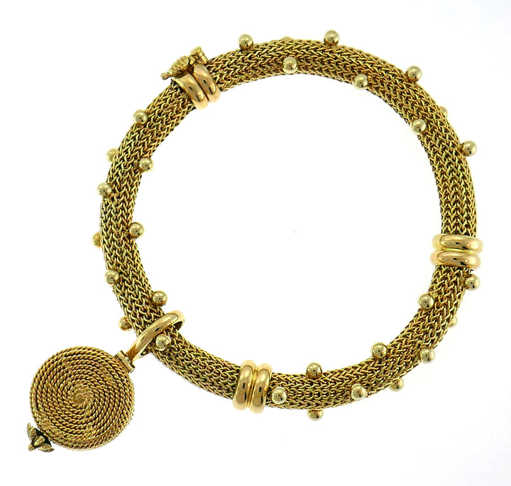 Verdura Yellow Gold Bracelet with Watch Pendant
