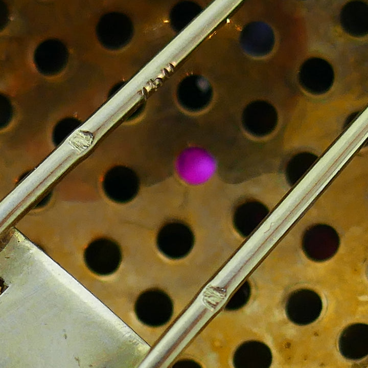 Yellow Gold Sputnik Pin Brooch Clip with Diamond Sapphire Ruby, French 1950s