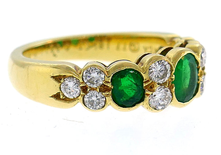 Van Cleef & Arpels Emerald Diamond Gold Ring 1970s