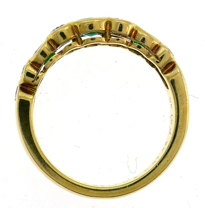 Van Cleef & Arpels Emerald Diamond Gold Ring 1970s