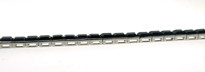 Art Deco Black Onyx 18k White Gold Tennis Line Bracelet Antique