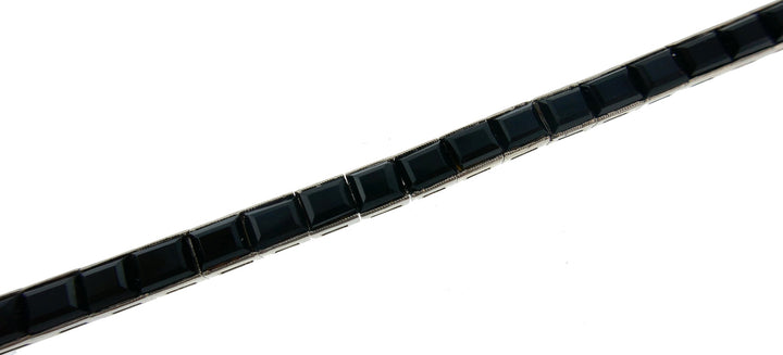 Art Deco Black Onyx 18k White Gold Tennis Line Bracelet Antique