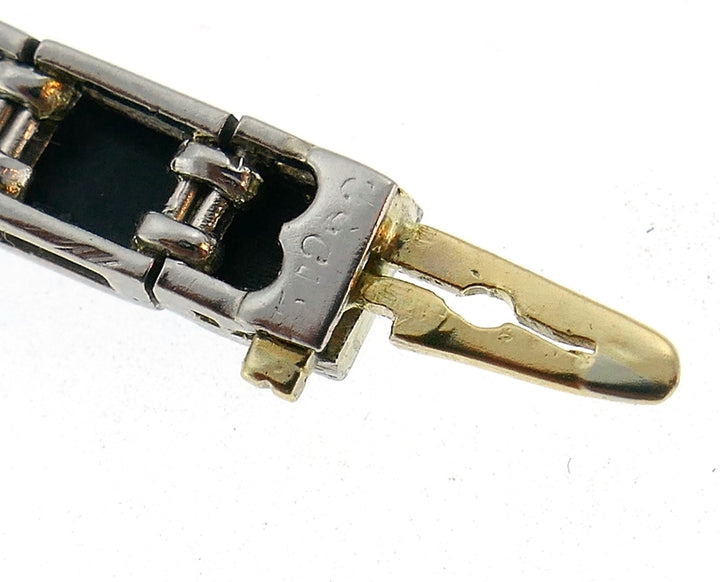 Art Deco Black Onyx 18k White Gold Tennis Line Bracelet Antique